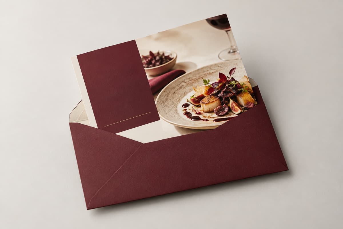 Direktbrief mit Briefumschlag für Gastronomie