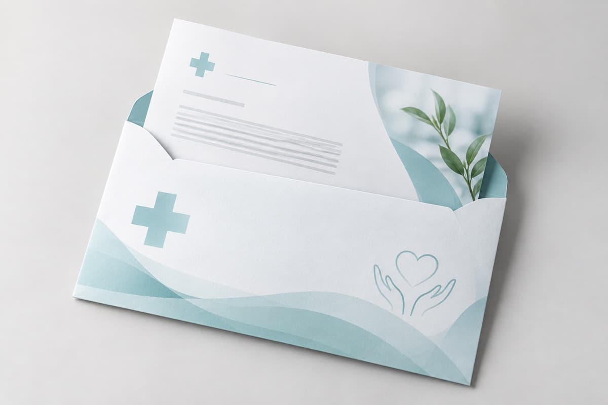 Direktbrief mit Briefumschlag für Gesundheitswesen