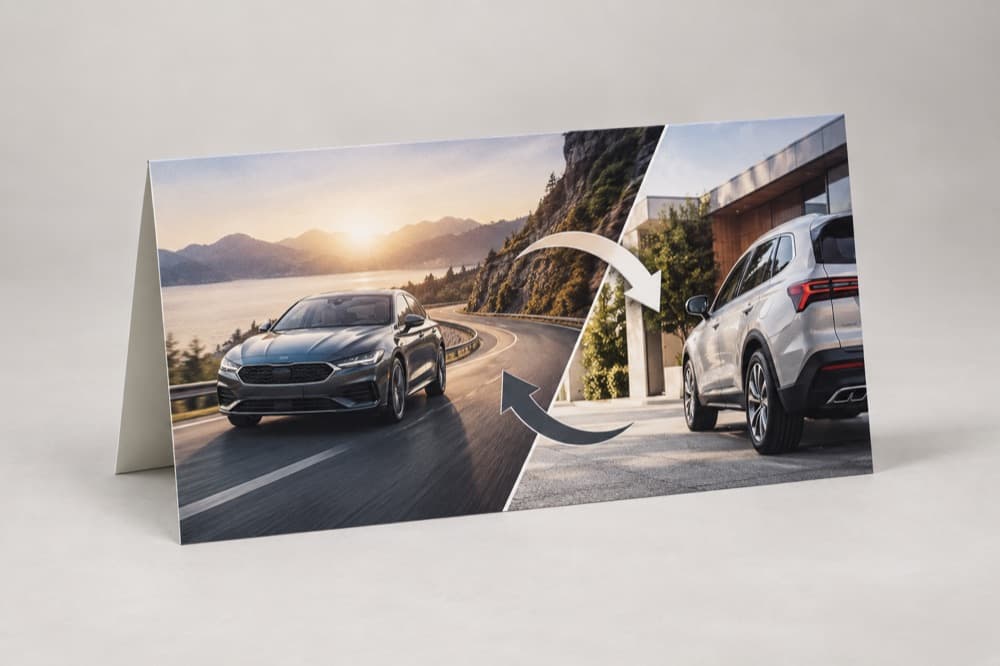 Gedrucktes Direktmailing für Probefahrt & Fahrzeugwechsel in der Branche Automobil
