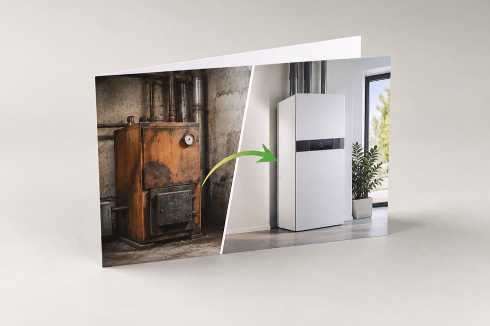 Gedrucktes Direktmailing für Heizungswechsel in der Branche Energieversorger