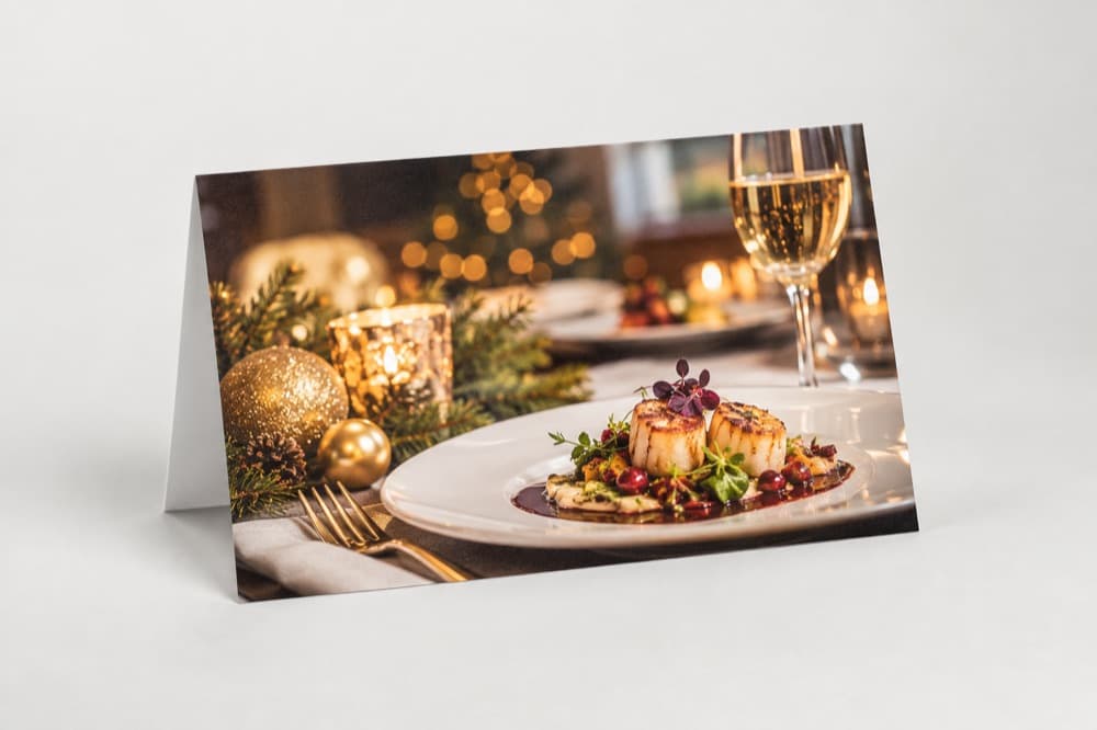 Gedrucktes Direktmailing für Event- oder Feiertagsmenü in der Branche Gastronomie