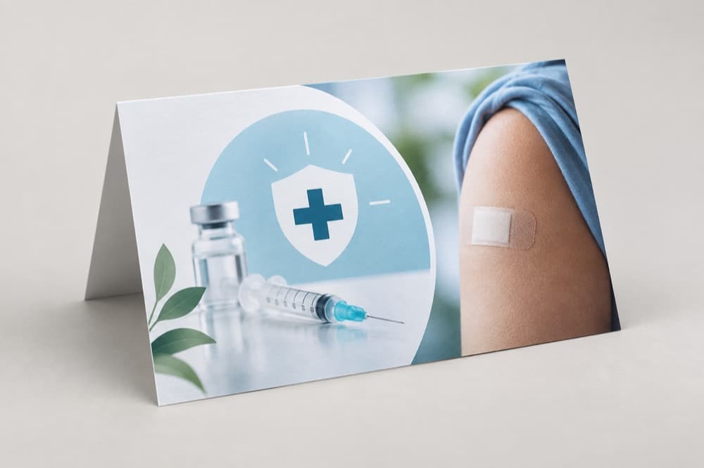 Gedrucktes Direktmailing für Impfaktion in der Branche Gesundheitswesen