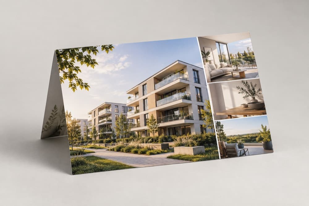 Gedrucktes Direktmailing für Neubauprojekt vorstellen in der Branche Immobilien