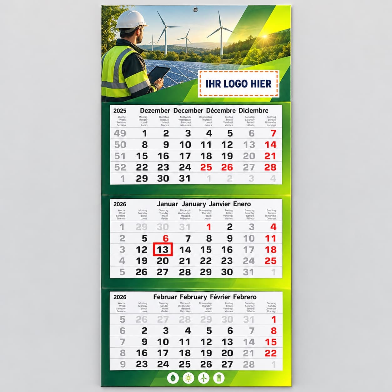 Energieanbieter – Kalender-Gestaltungsvorlage