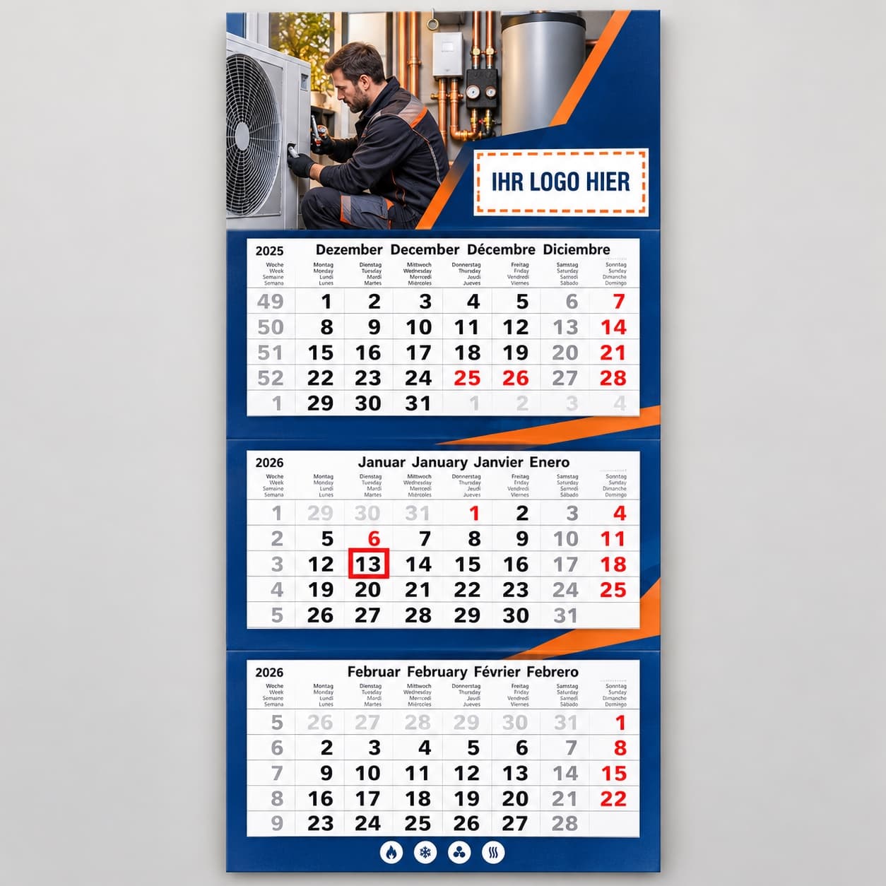 Heizungsbau – Kalender-Gestaltungsvorlage