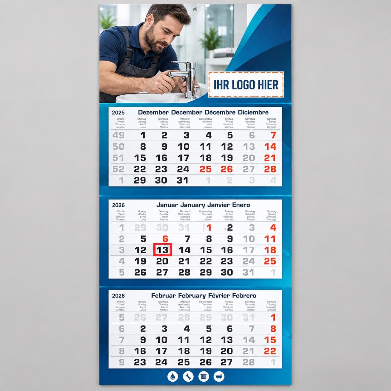 Sanitärfirma – Kalender-Gestaltungsvorlage
