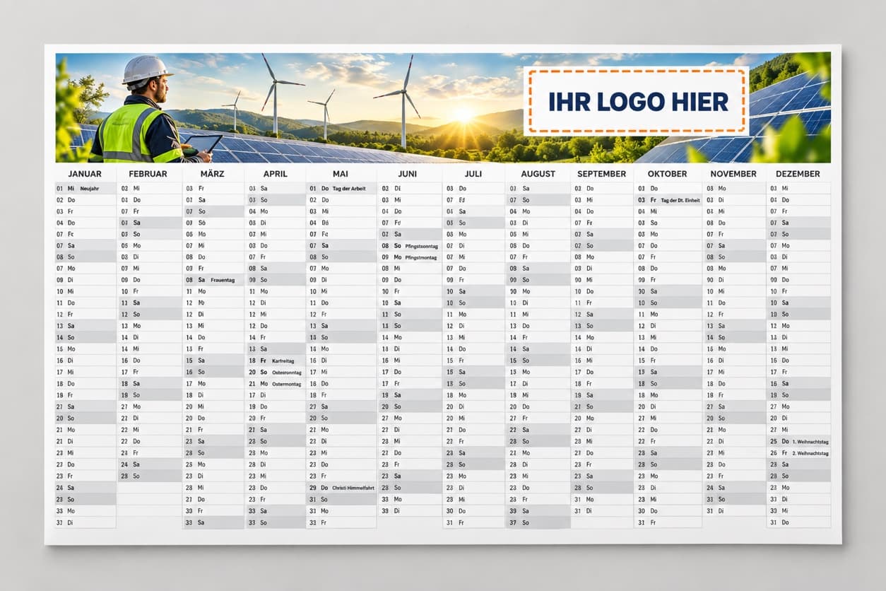 Energieanbieter – Kalender-Gestaltungsvorlage