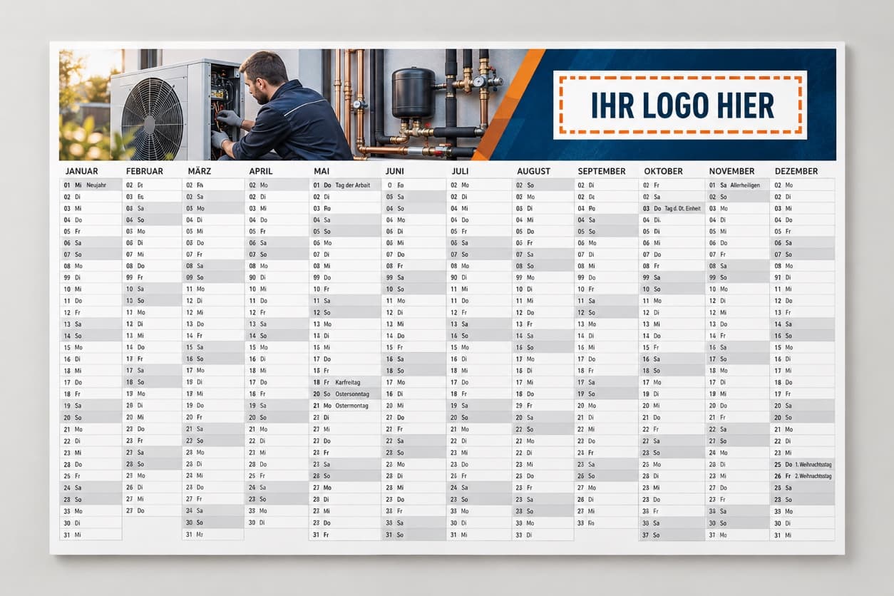 Heizungsbau – Kalender-Gestaltungsvorlage
