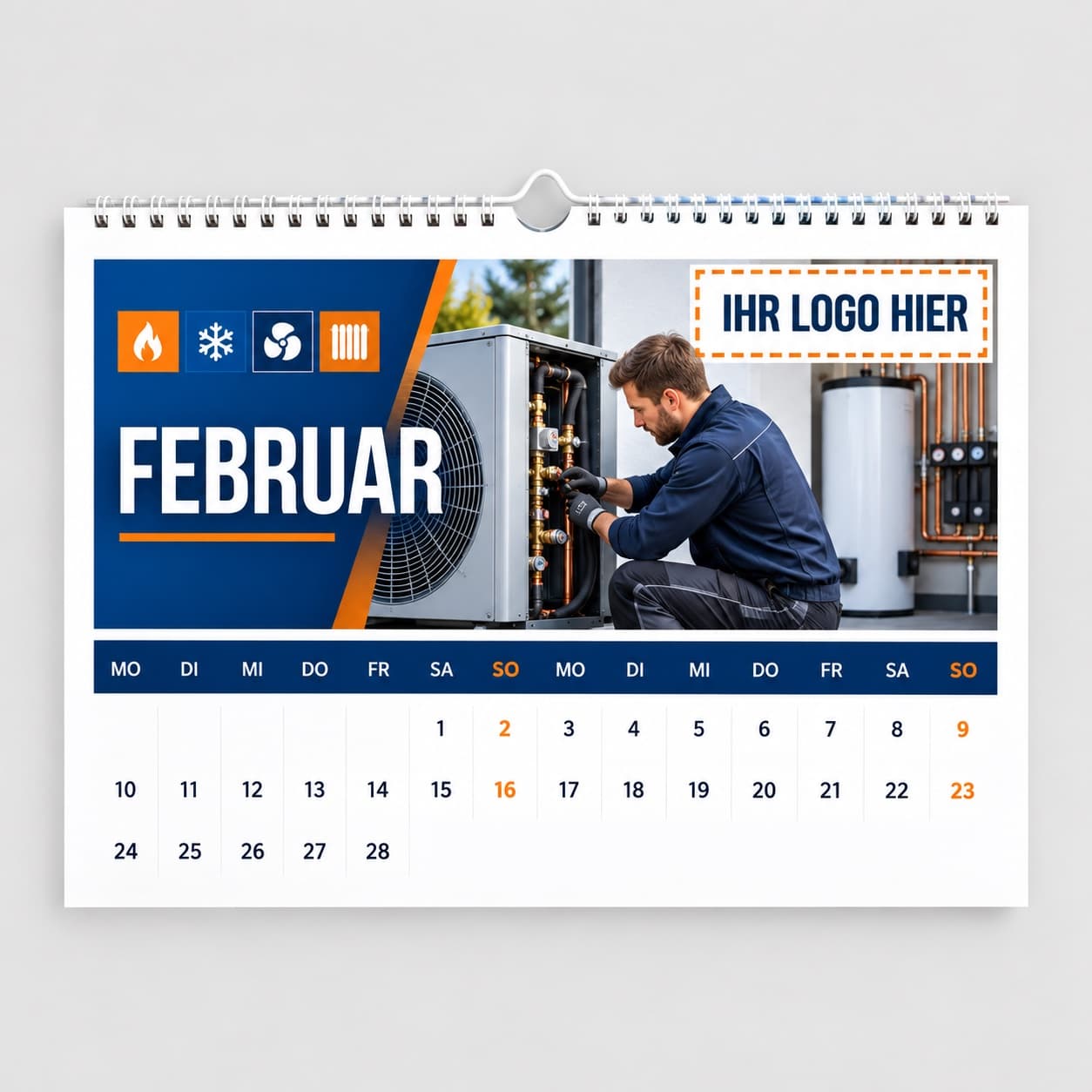 Heizungsbau – Kalender-Gestaltungsvorlage
