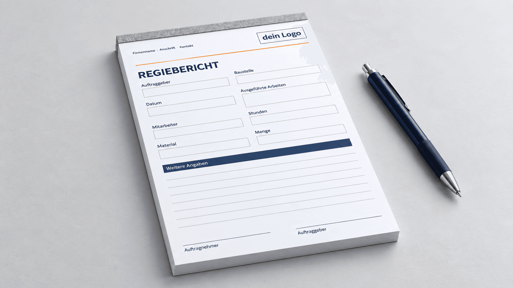 Individuell gestalteter Regiebericht als Formularblock